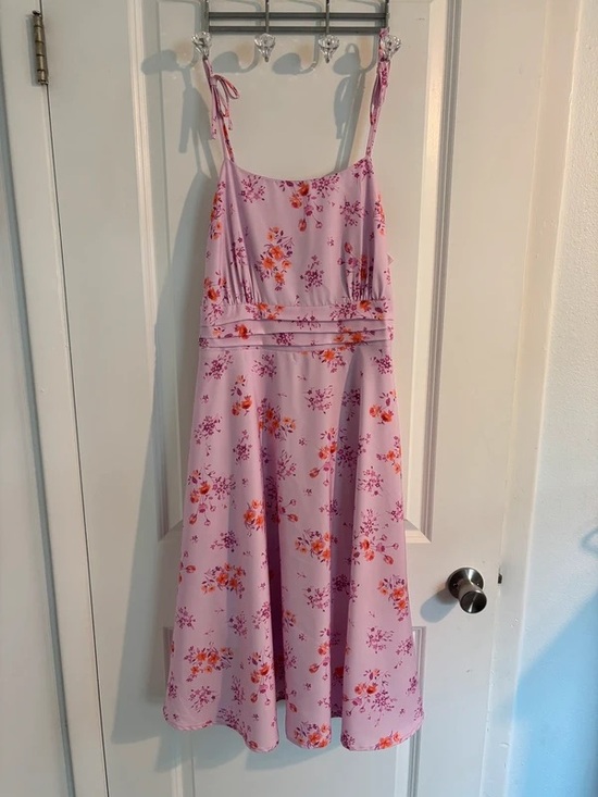 belle poque Dresses & Skirts - Lilac Floral Tie-Strap Sundress with Orange Accents